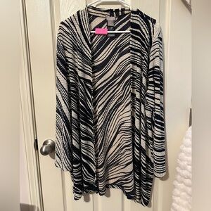 Chico's Black and Cream Zebra Pattern Sweater